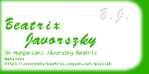 beatrix javorszky business card