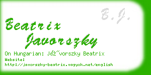 beatrix javorszky business card